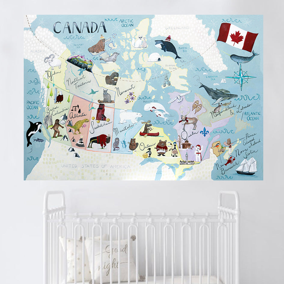Canada Map art for Childrens Rooms